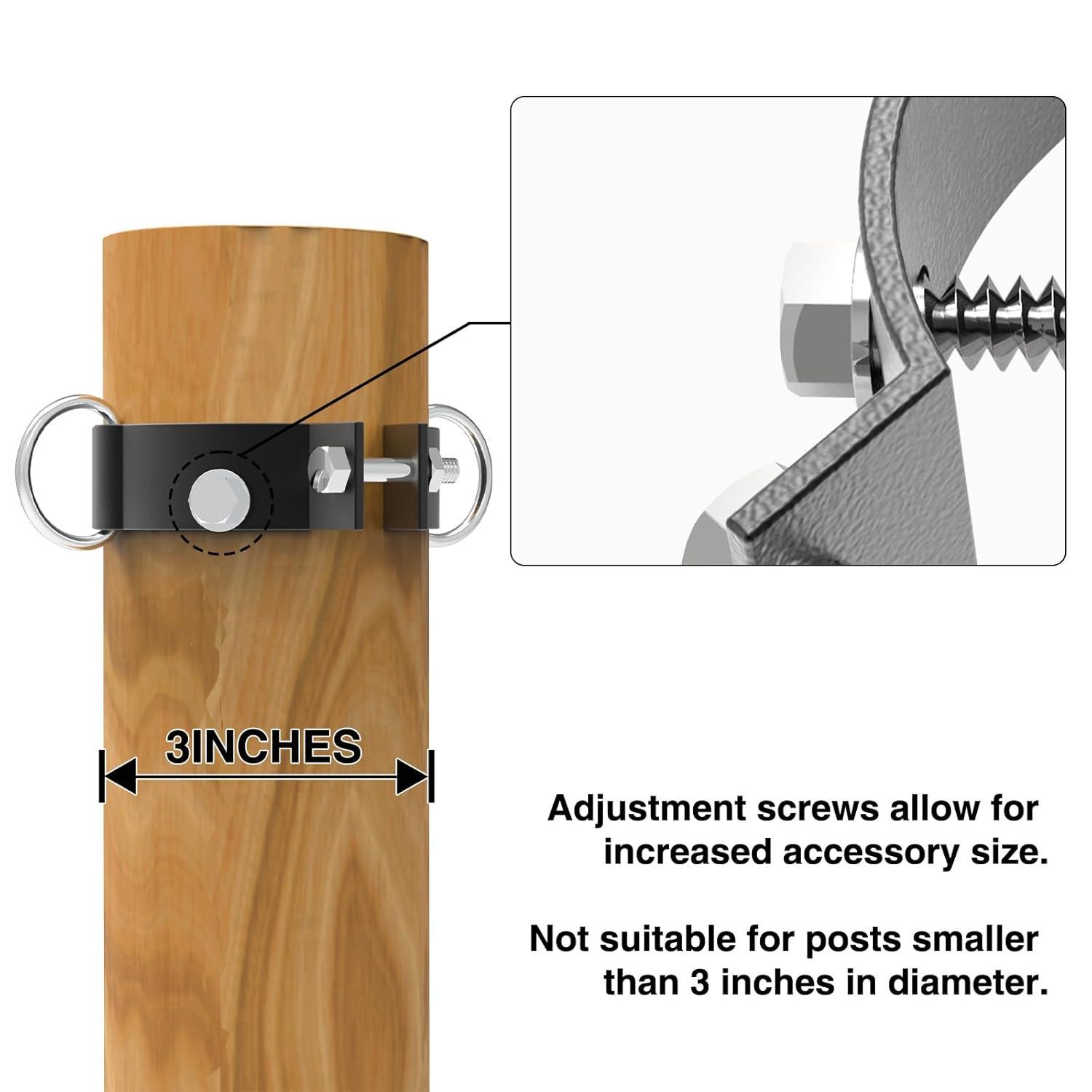 Sunshades Depot 3" inch D-Ring Clamp for Sun Shade Sail Pole Stand Post Heavy-Duty Awning Canopy Support Poles Space Grey Steel Fence Corner Post