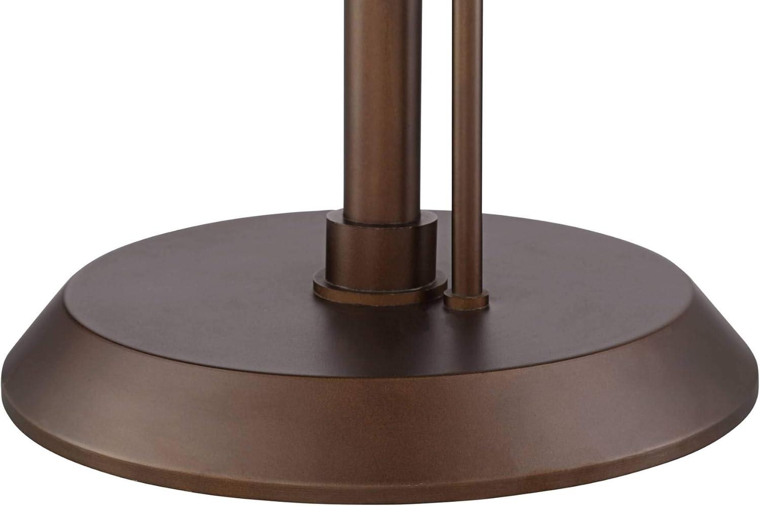 Possini Euro Design Traverse Modern Floor Lamp with LED Gooseneck Reading Light 64" Tall Oil Rubbed Bronze Oatmeal Drum Shade for Living Room Bedroom