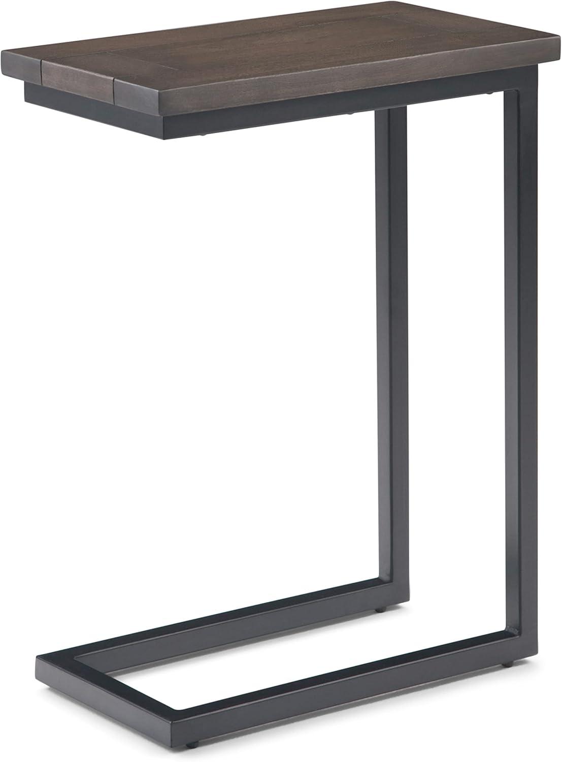 Simpli Home Skyler Contemporary End Table in Walnut and Black