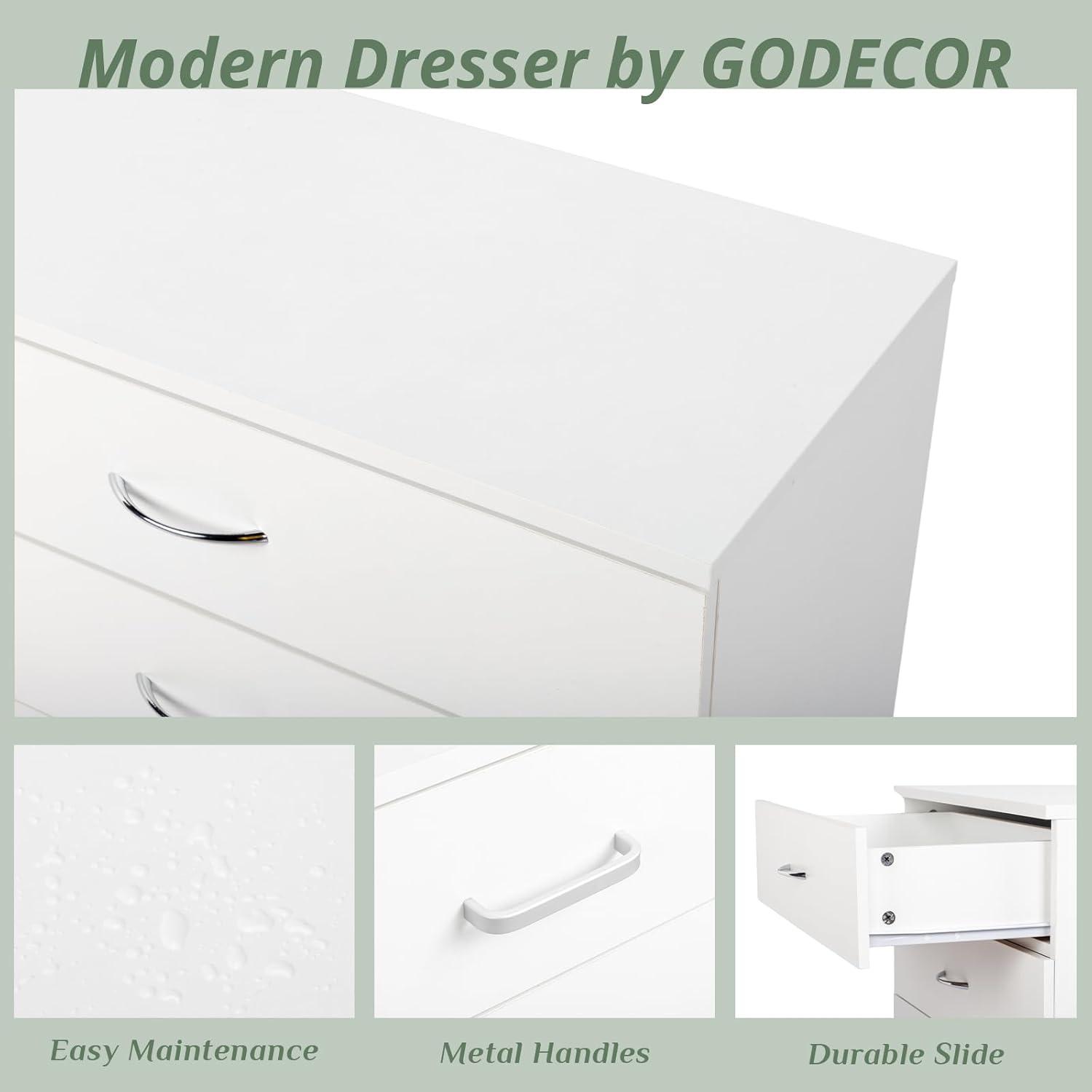 XIAOTAO 3-Drawer Dresser, Small Nightstand Modern Storage Chest of Drawer Wooden Side Table End Table for Bedroom, Living Room, Reception Room (White)