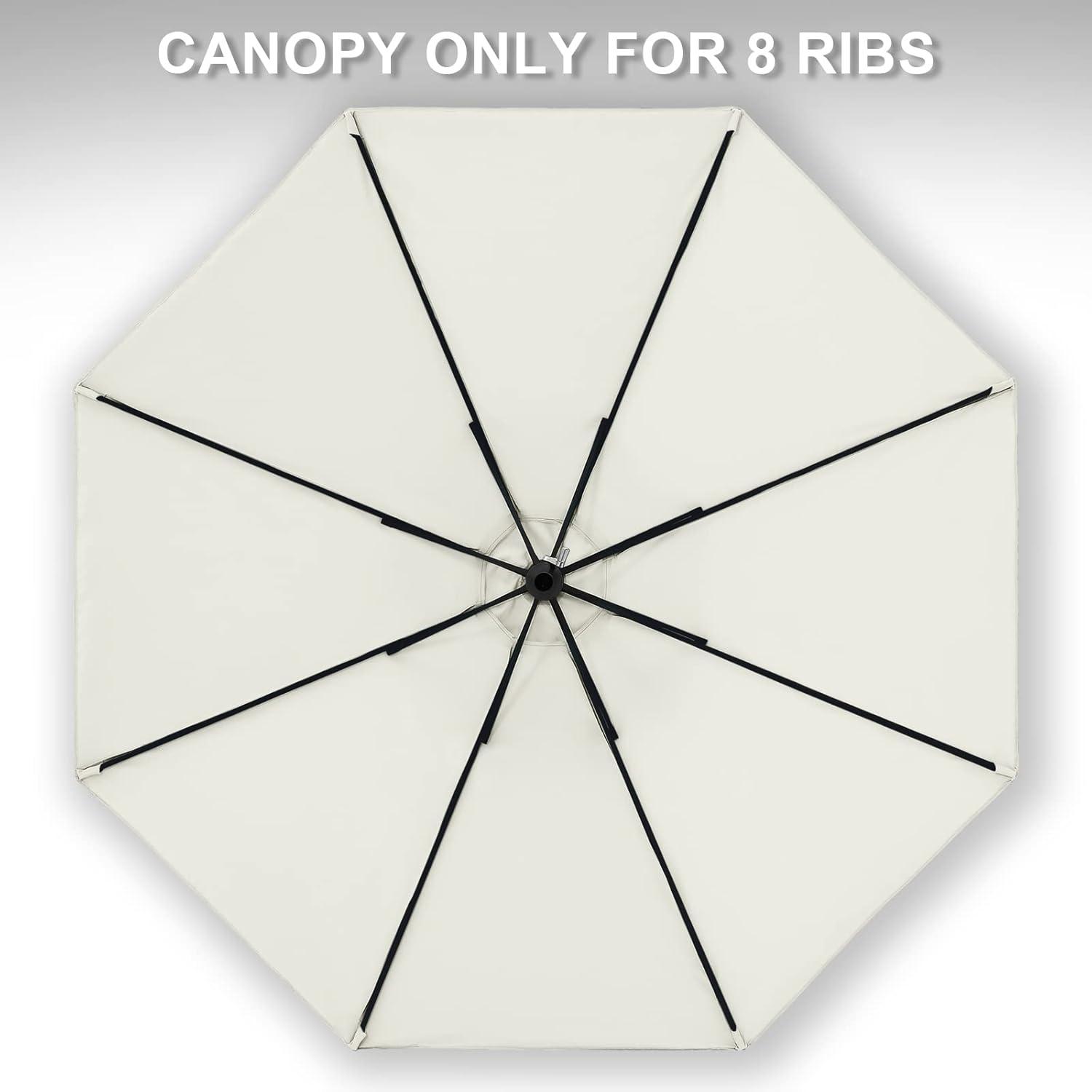 Replacement 9ft Umbrella Canopy - Fits 8-Rib Frames, Creamy White