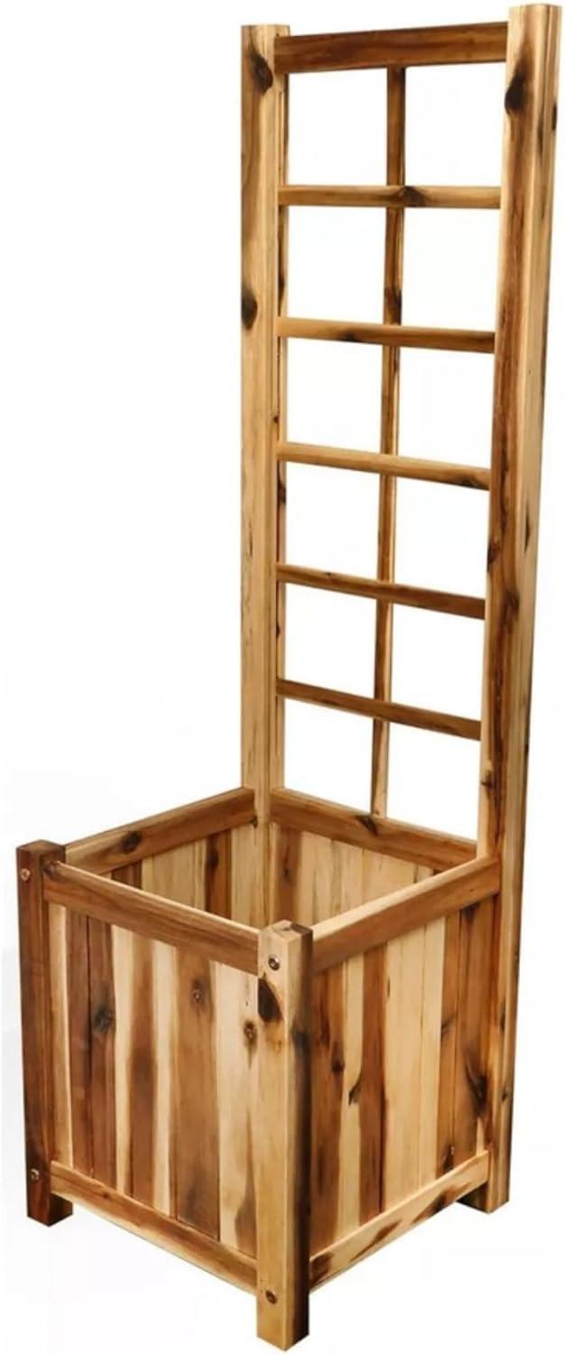 Classic Home and Garden Outdoor Square Acacia Wood Trellis Planter, 14in x 45.5in