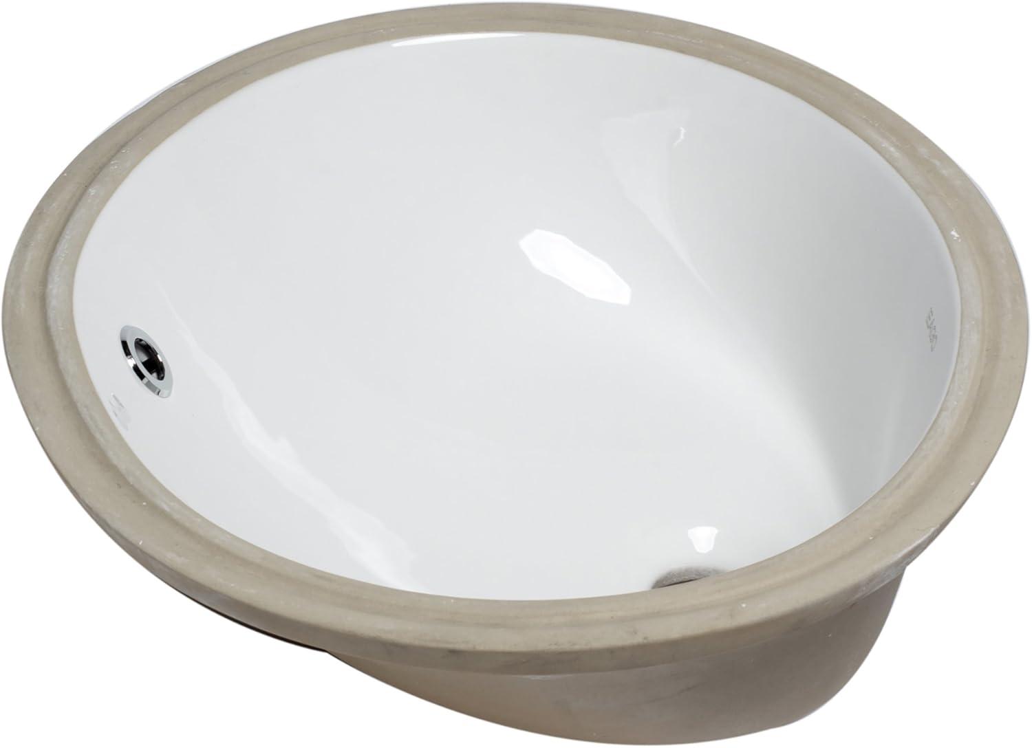 EAGO 15'' White Ceramic Oval Bathroom Sink with Overflow