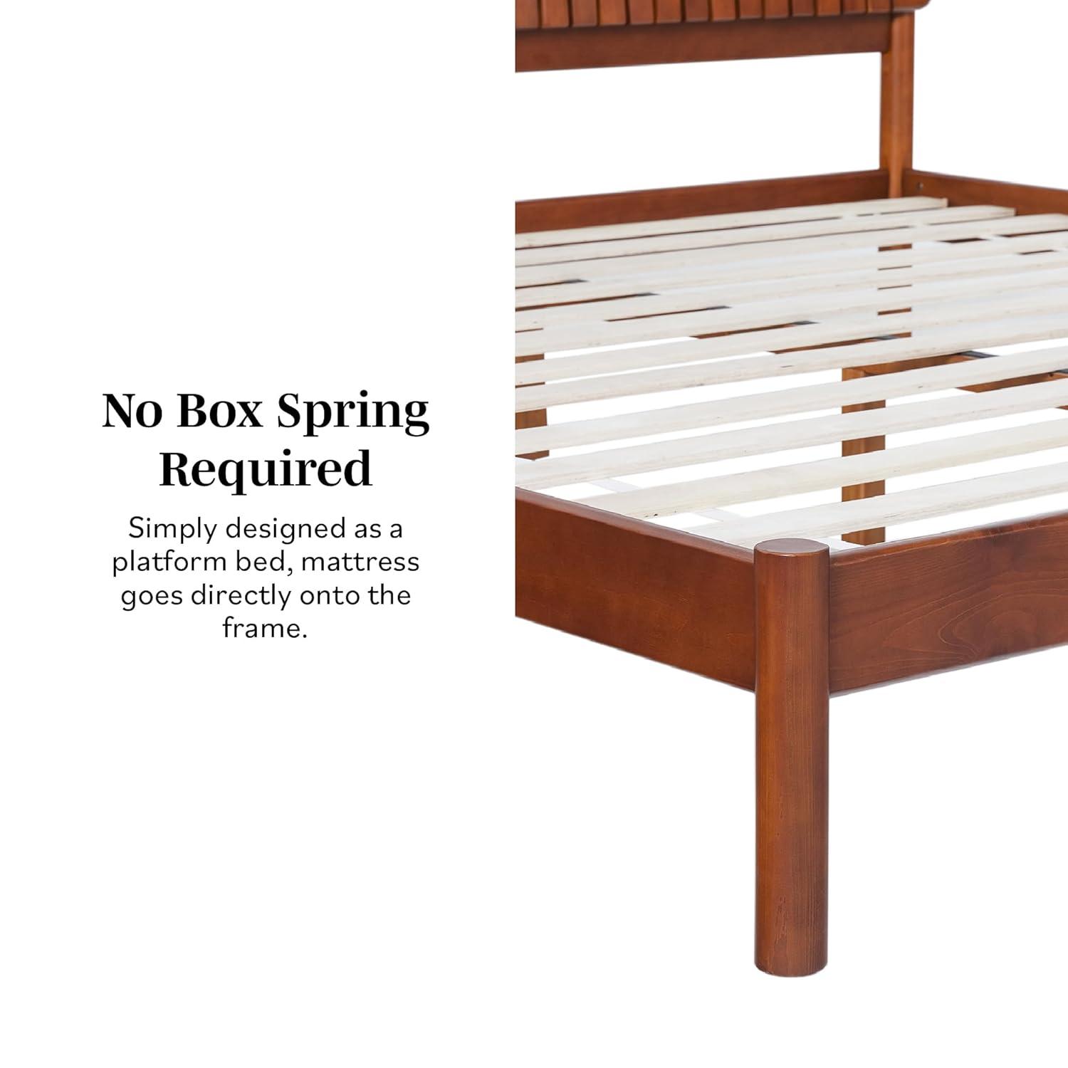 Walker Edison Transitional Solid Wood Platform King Bed - Brown