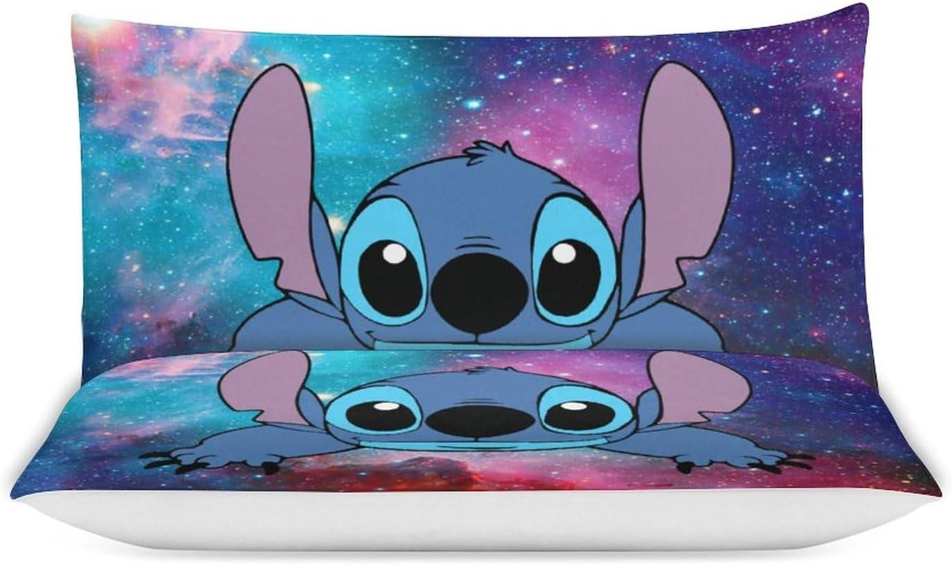 Twin Size Blue and Pink Cartoon Galaxy Bedding Set