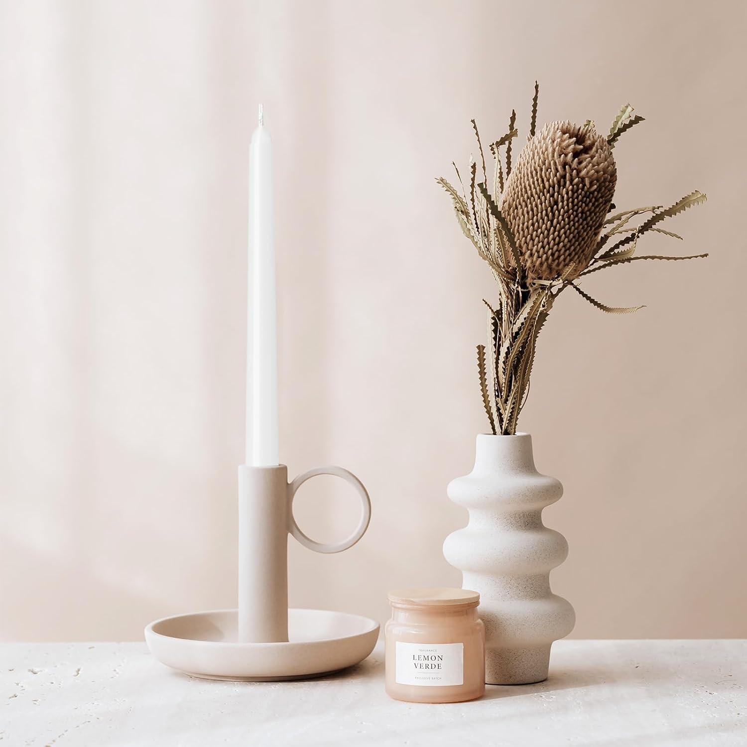 Candwax 10 inch Taper Candles Set of 4 - Dripless Taper Candles and Unscented Candlesticks - Perfect as Dinner Candles and Household Candles - White Candles