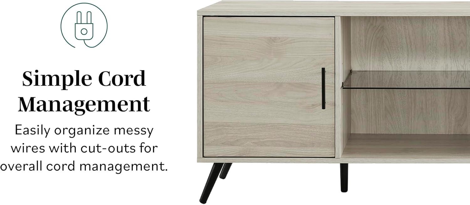 Walker Edison Mid Century 2-Door TV Stand for TVs up to 68", Birch
