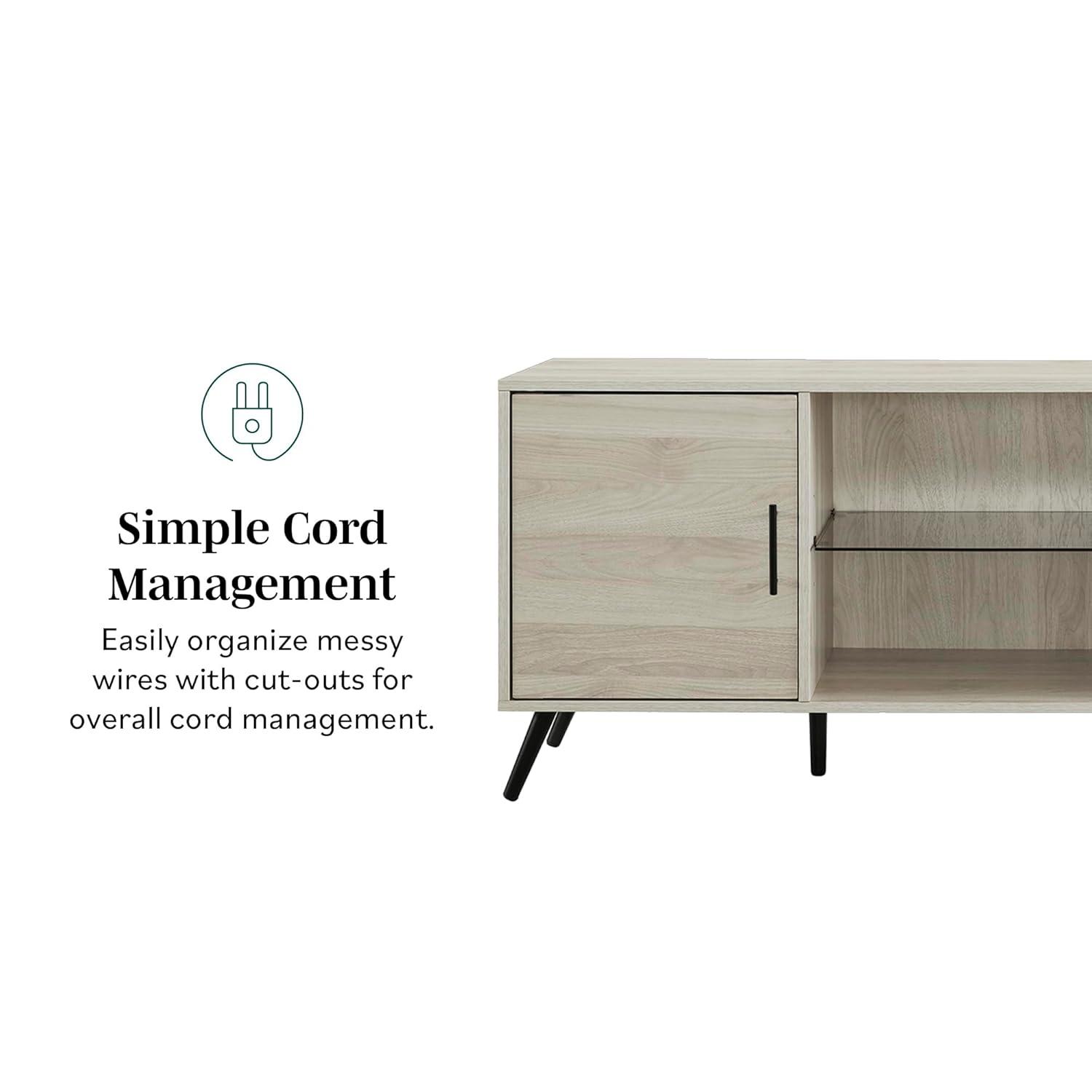 Walker Edison Mid Century 2-Door TV Stand for TVs up to 68", Birch