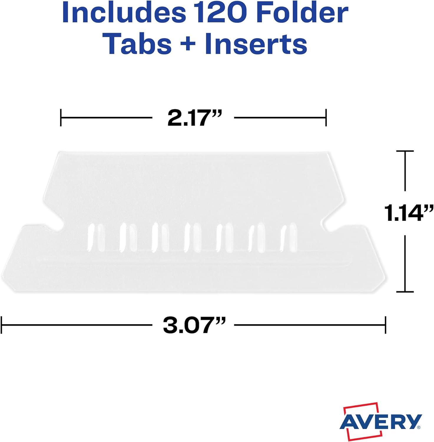 Clear 1/5 Cut Hanging File Folder Tabs, Pack of 20