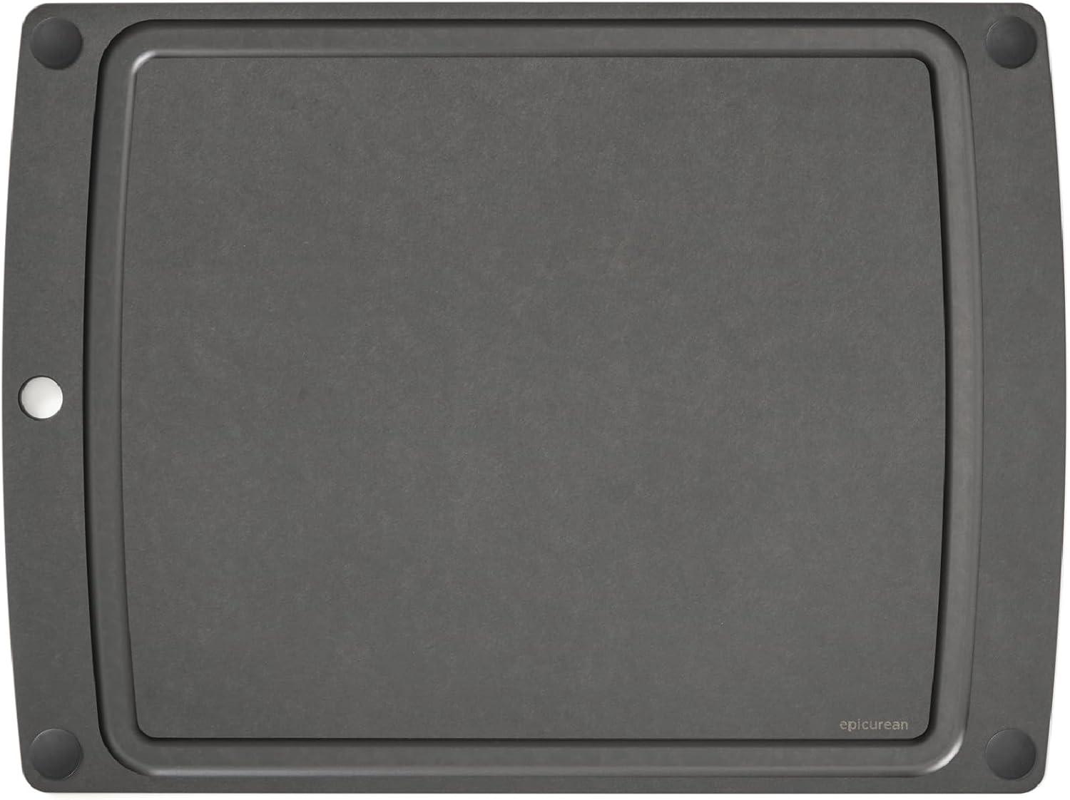 Slate and Black Non-Slip Cutting Board with Juice Groove