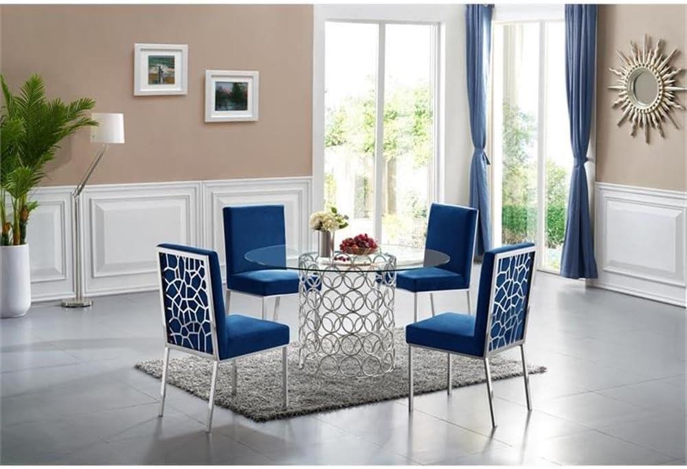 Meridian Furniture Opal Contemporary Glass Dining Table in Chrome