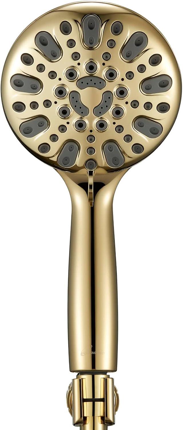 Polished Brass Handheld Shower Head with 6 Spray Settings