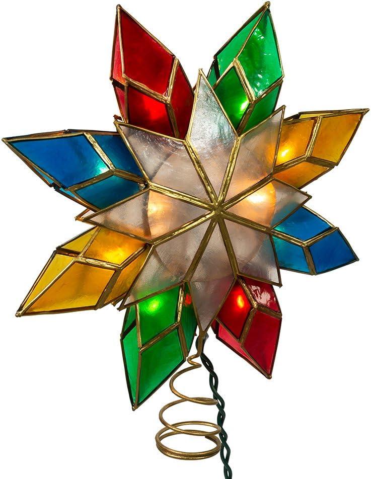 Multicolor Capiz Shell and Brass Stellular Christmas Tree Topper