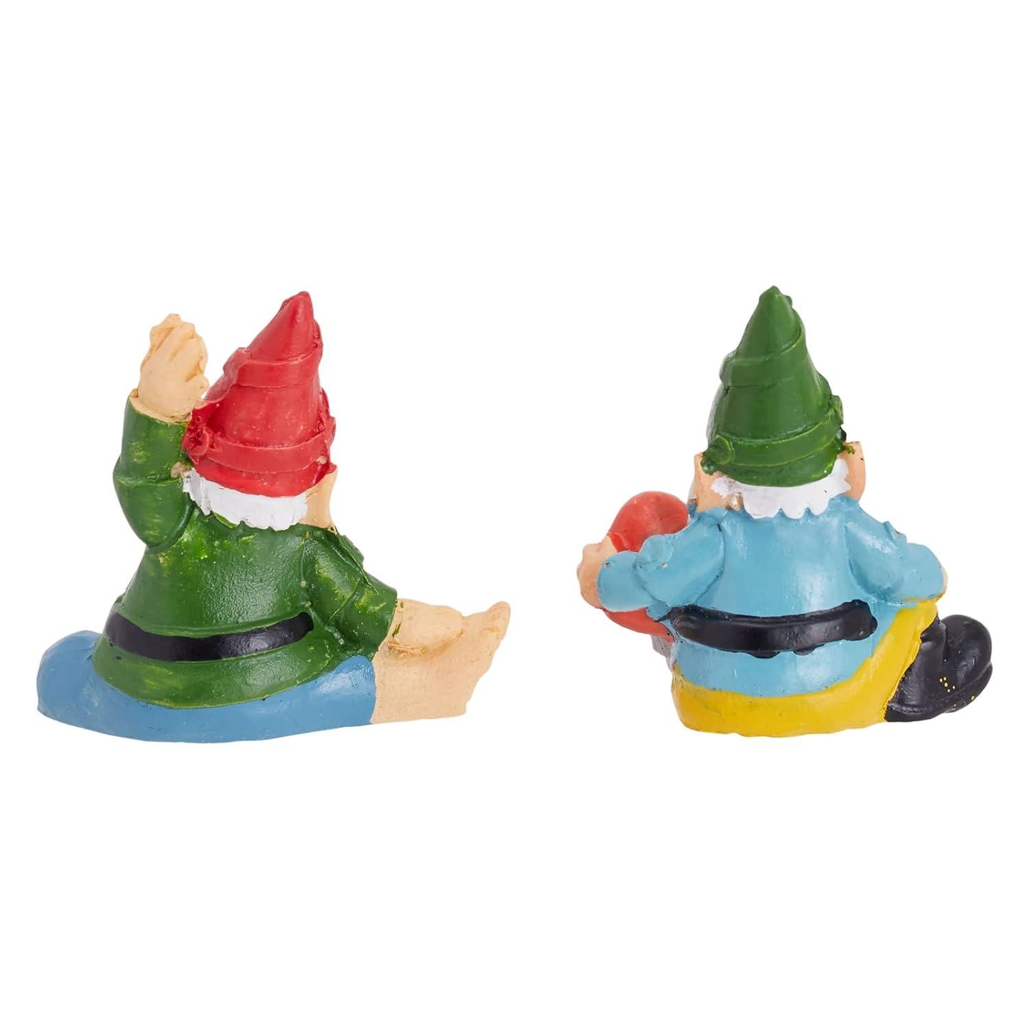 Juvale 4 Pieces Mini Garden Gnomes, Outdoor Fairy Miniature Statue Accessories Set, Decorations in Funny Poses, Yard Ornaments for Yoga Gifts, Planter