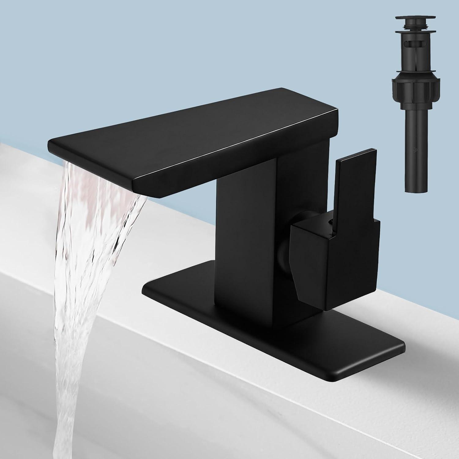 Single-Hole Bathroom Faucet with Drain Assembly, Single-handle Bathroom Sink Faucet