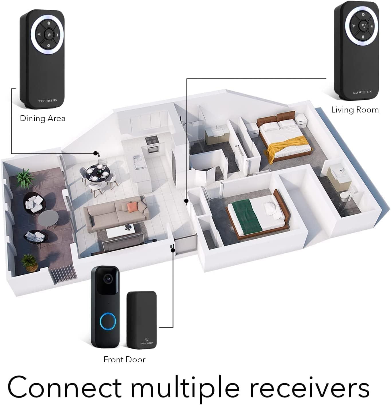 Wasserstein Wireless Doorbell Chime - Compatible with Blink Video Doorbell (1-Pack, Black)