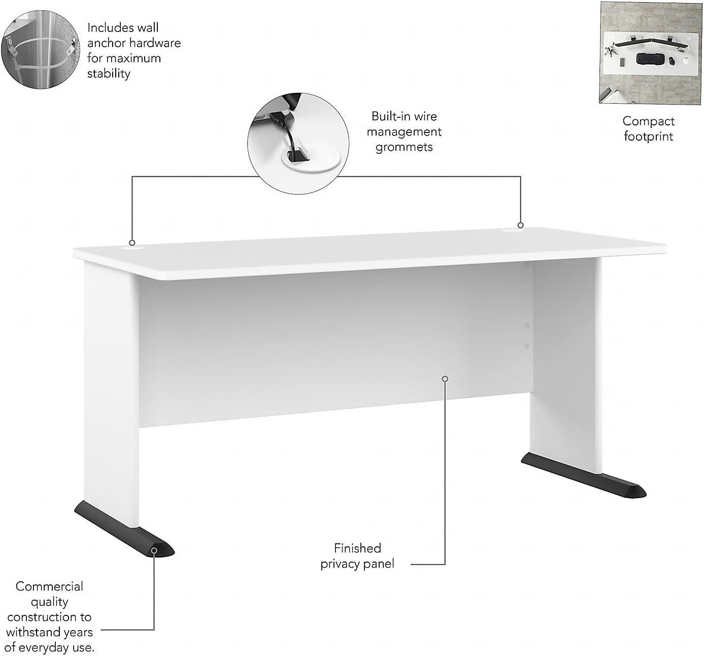 White Engineered Wood 60-Inch Gaming Desk