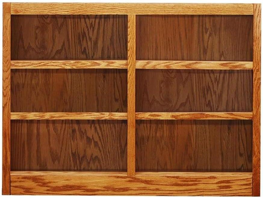 Concepts in Wood 6 Shelf Double Wide Wood Bookcase, 36 inch Tall - Oak Finish