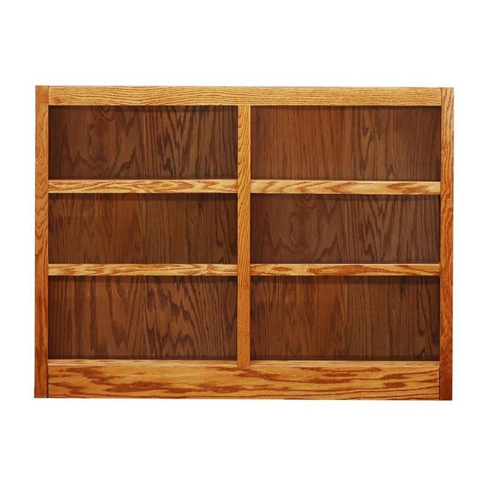 Concepts in Wood 6 Shelf Double Wide Wood Bookcase, 36 inch Tall - Oak Finish