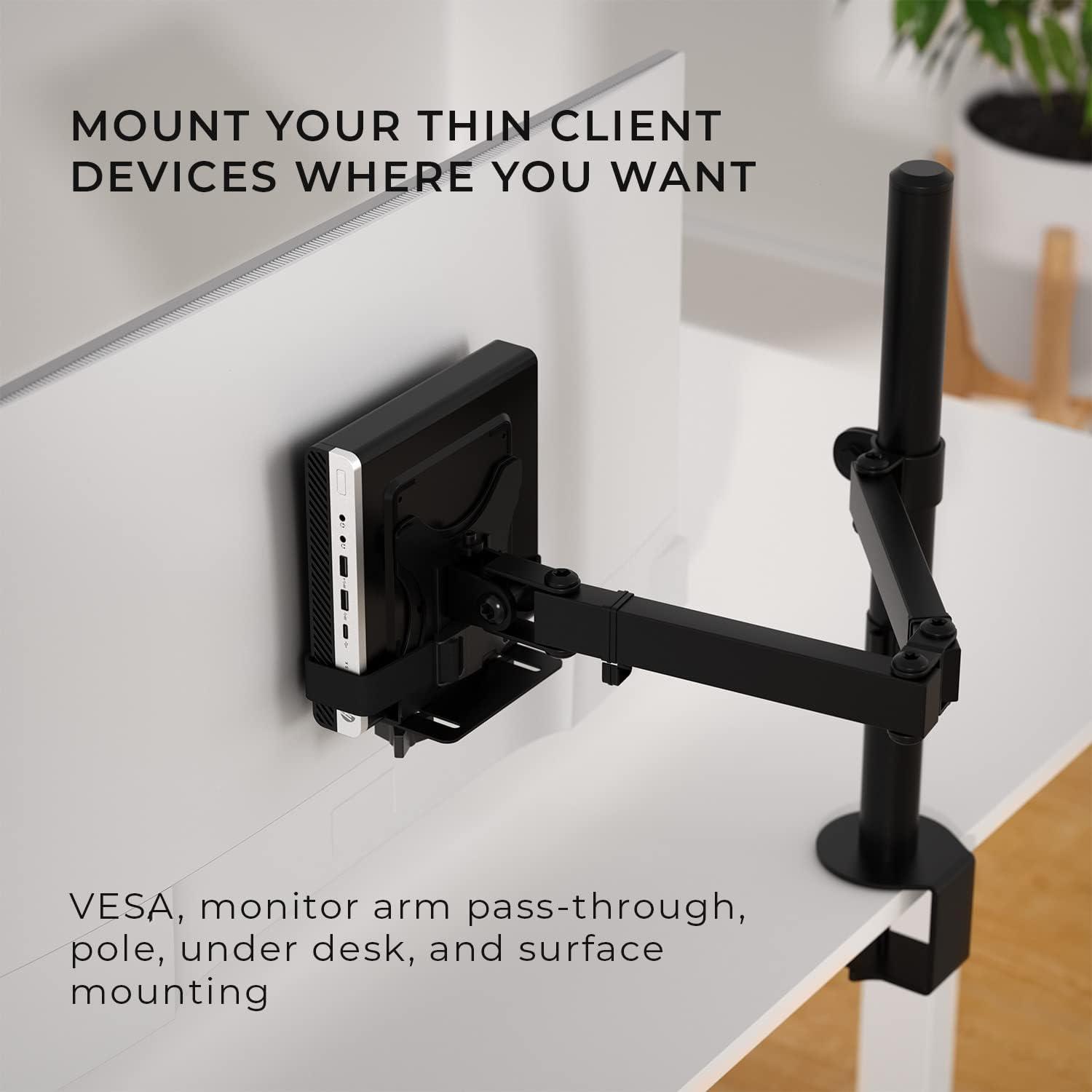 Black Adjustable Thin Client Mount Bracket for Mini PCs