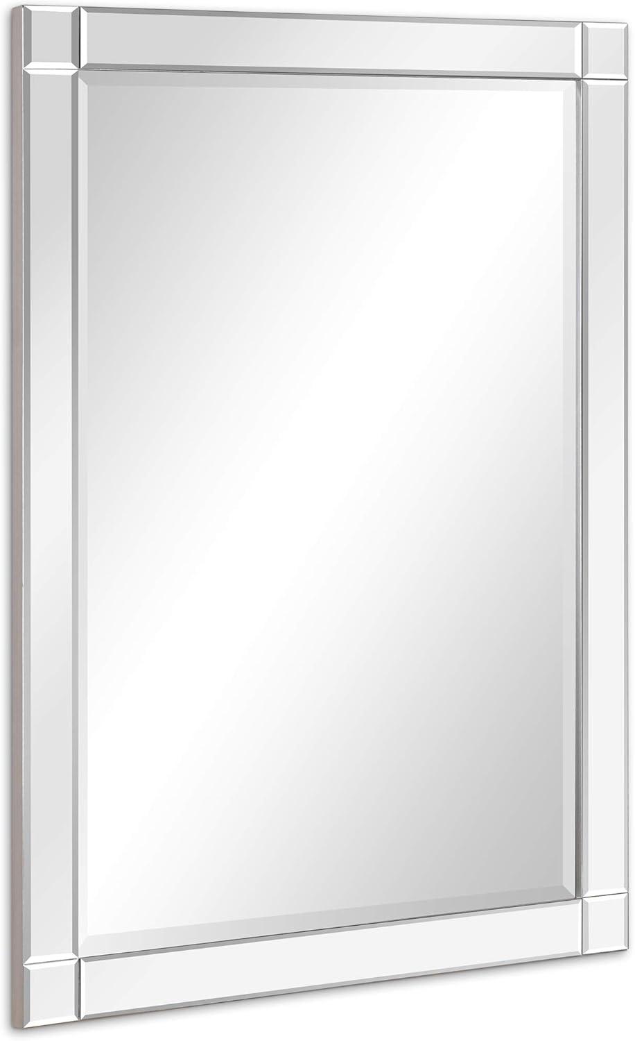 Empire Art Direct Moderno Squared Corner Beveled Rectangle Wall Mirror, Solid Wood Frame, 1"-Beveled Center Mirror, Ready to Hang - Clear 30 in. x 40