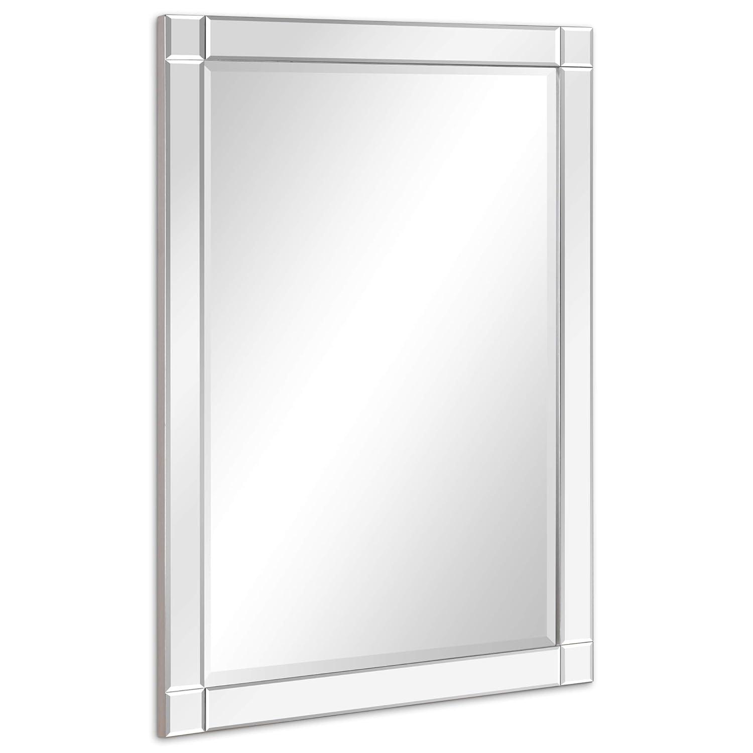 Empire Art Direct Moderno Squared Corner Beveled Rectangle Wall Mirror, Solid Wood Frame, 1"-Beveled Center Mirror, Ready to Hang - Clear 30 in. x 40