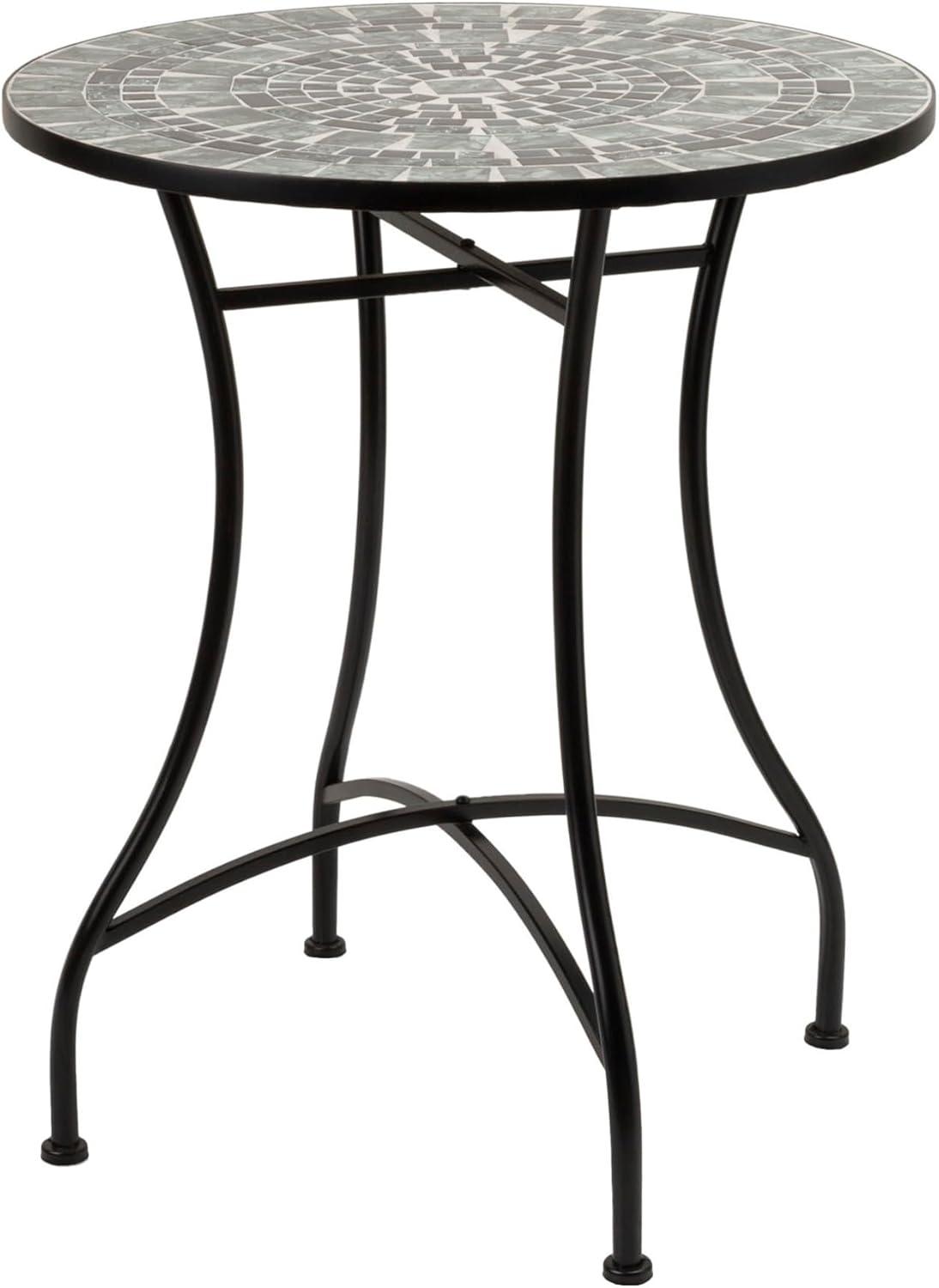 Alpine Corporation 3-Piece Metal Mosaic Tile Bistro Set, Green & Black