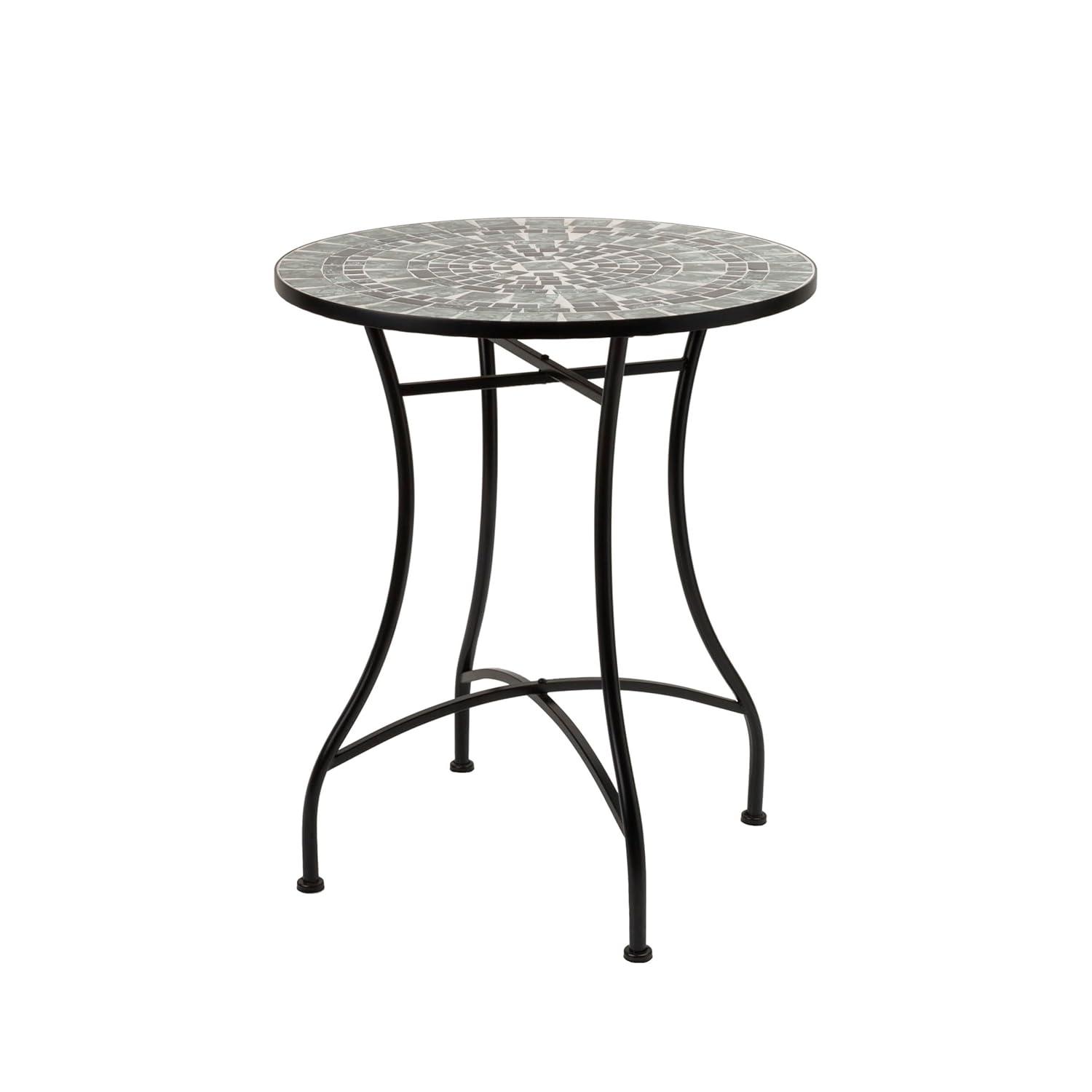 Alpine Corporation 3-Piece Metal Mosaic Tile Bistro Set, Green & Black