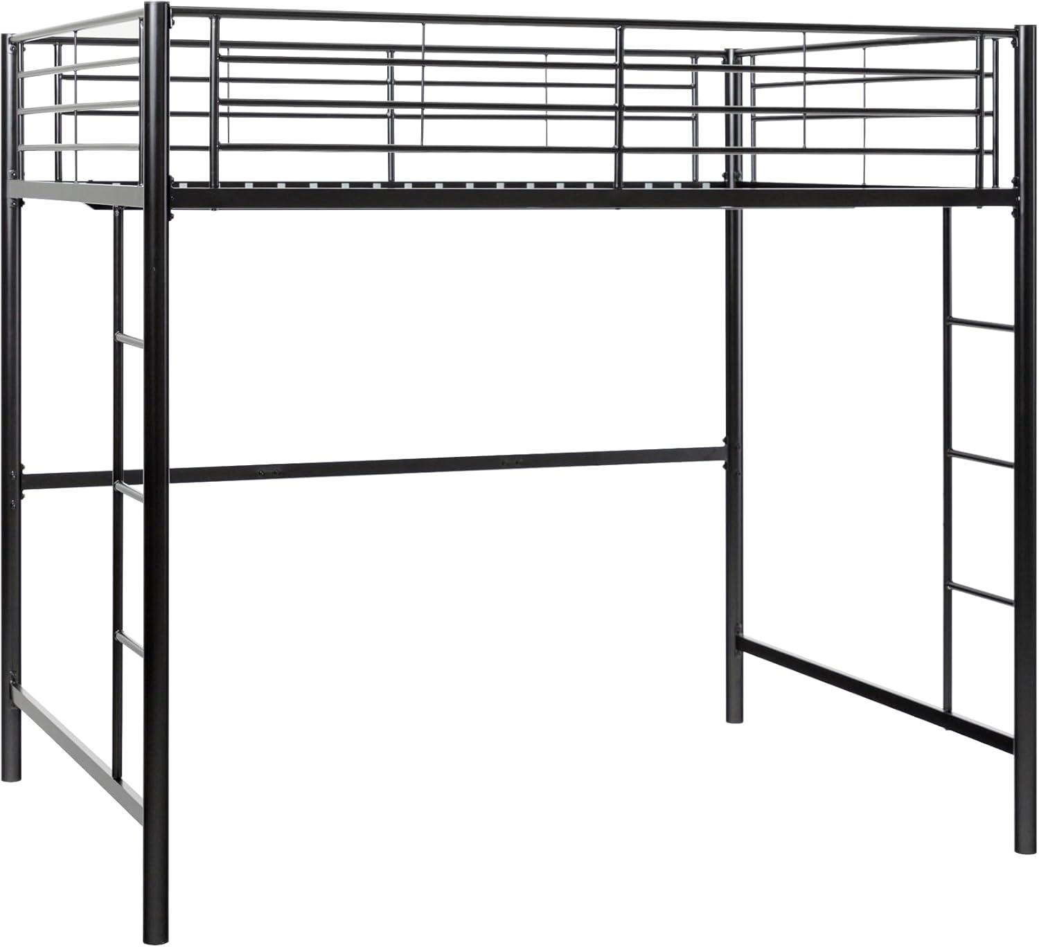 Metal Twin Loft Bunk Bed in Black