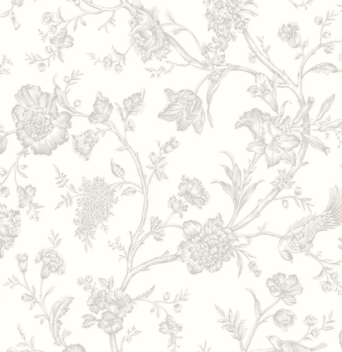 NextWall Harbor Mist Jasmine Chinoiserie Peel and Stick Wallpaper