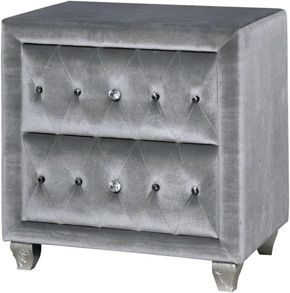 Furniture of America Serena Transitional Fabric 2-Drawer Nightstand in Gray