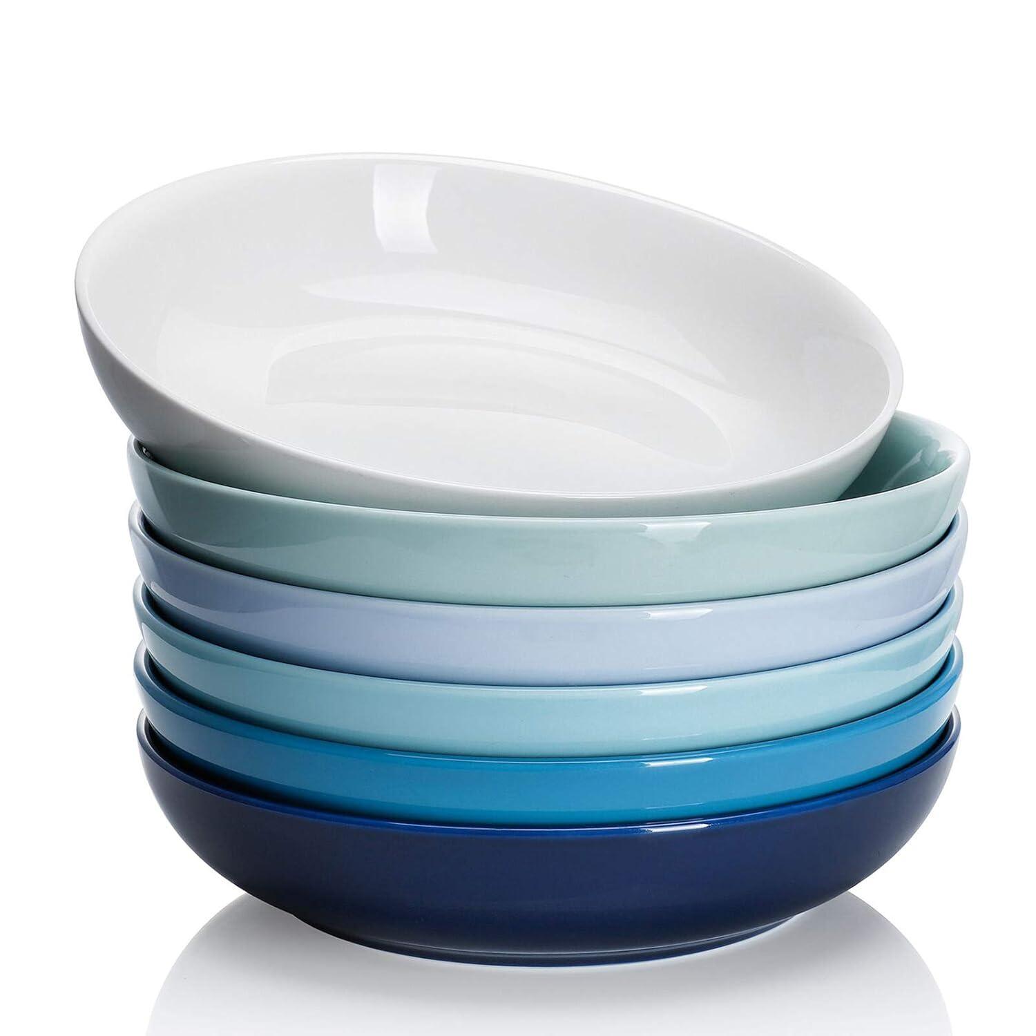 Sweese Porcelain 7.4 Inch Dessert Plates Set of 6 - Salad Modern Appetizer Plates - Dishwasher, Microwave, Oven Safe, Smooth Glaze, Scratch Resistant