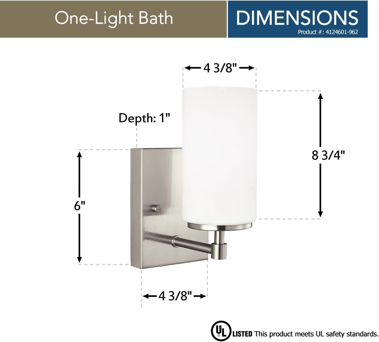 Alturas 4.375 in. Brushed Nickel Modern Contemporary Wall Sconce Vanity Light with Satin Etched Glass Shade