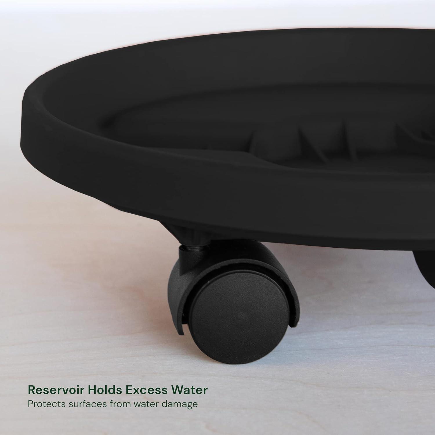Bloem 16-in Round Planter Caddy With Wheels - Black - 125 lb Capacity