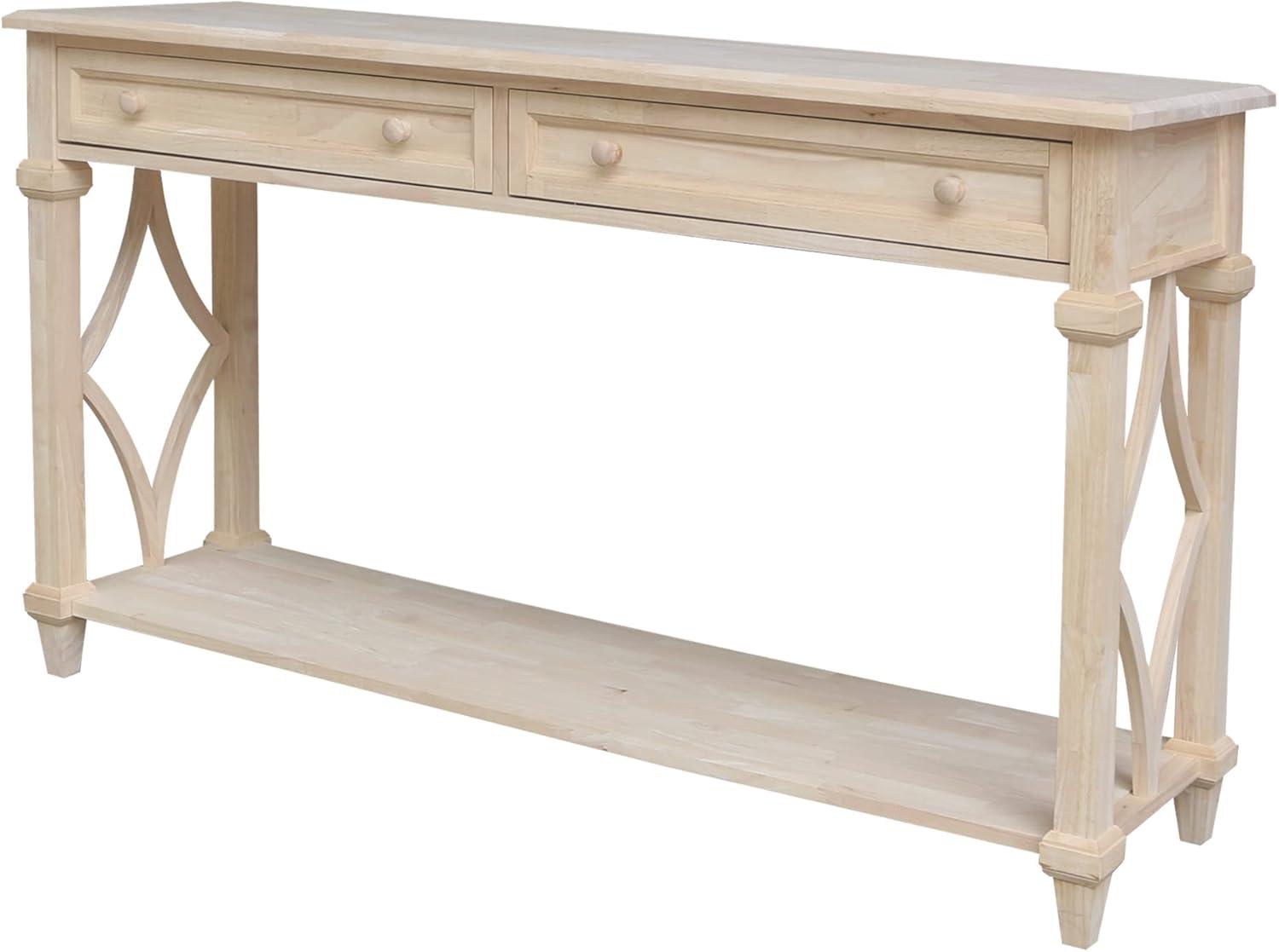 Josephine Unfinished Solid Wood Console Table with Storage