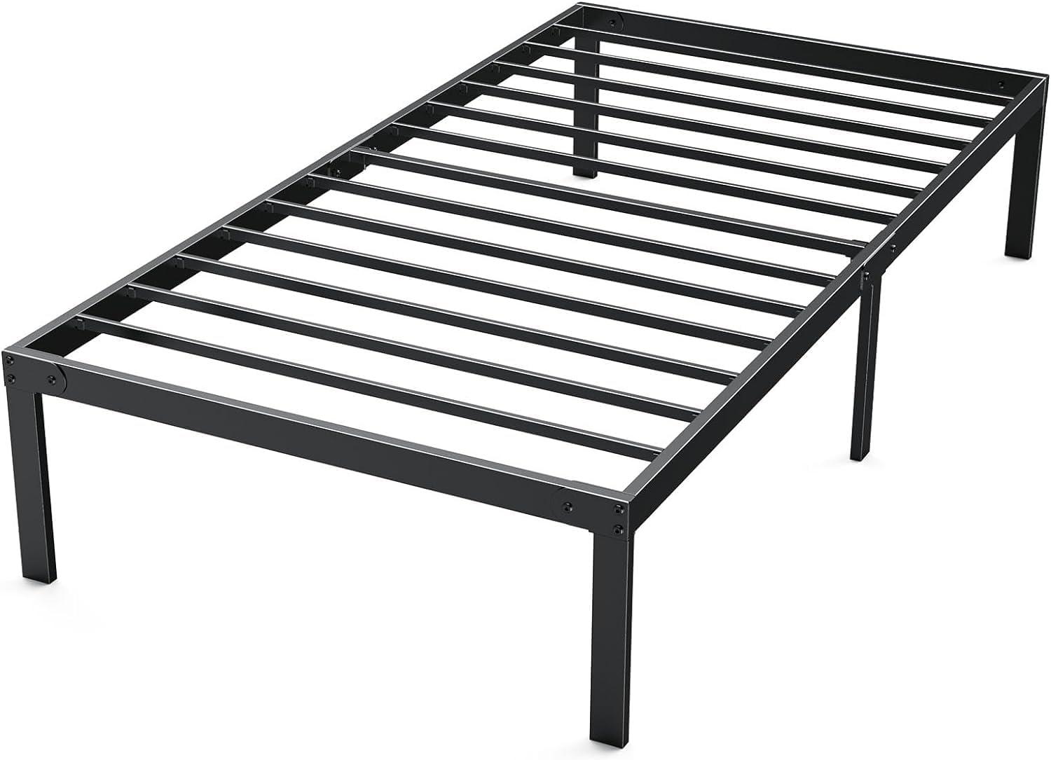 Twin Black Metal Platform Bed Frame with Slats