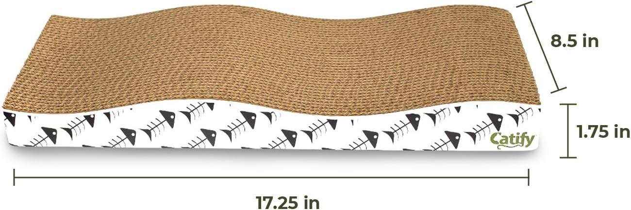 Best Pet Supplies Corrugated Reversible Cardboard Cat Scratcher, Lounger, and Fun Interactive Scratching Boards, Claw Safe, Durable, Natural Recycled Materials, Supports Active Play