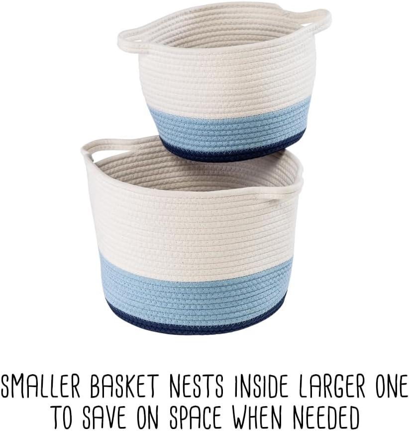 Honey-Can-Do Cotton Rope Nesting Storage Basket Set, Blue Ombré