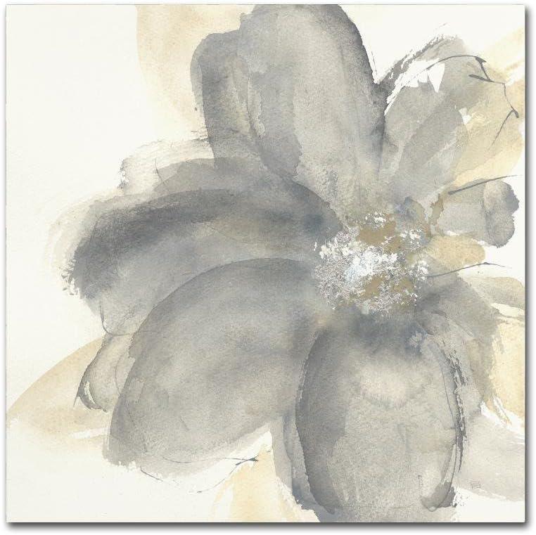 Floral Gray I Contemporary Canvas Art with Floater Frame