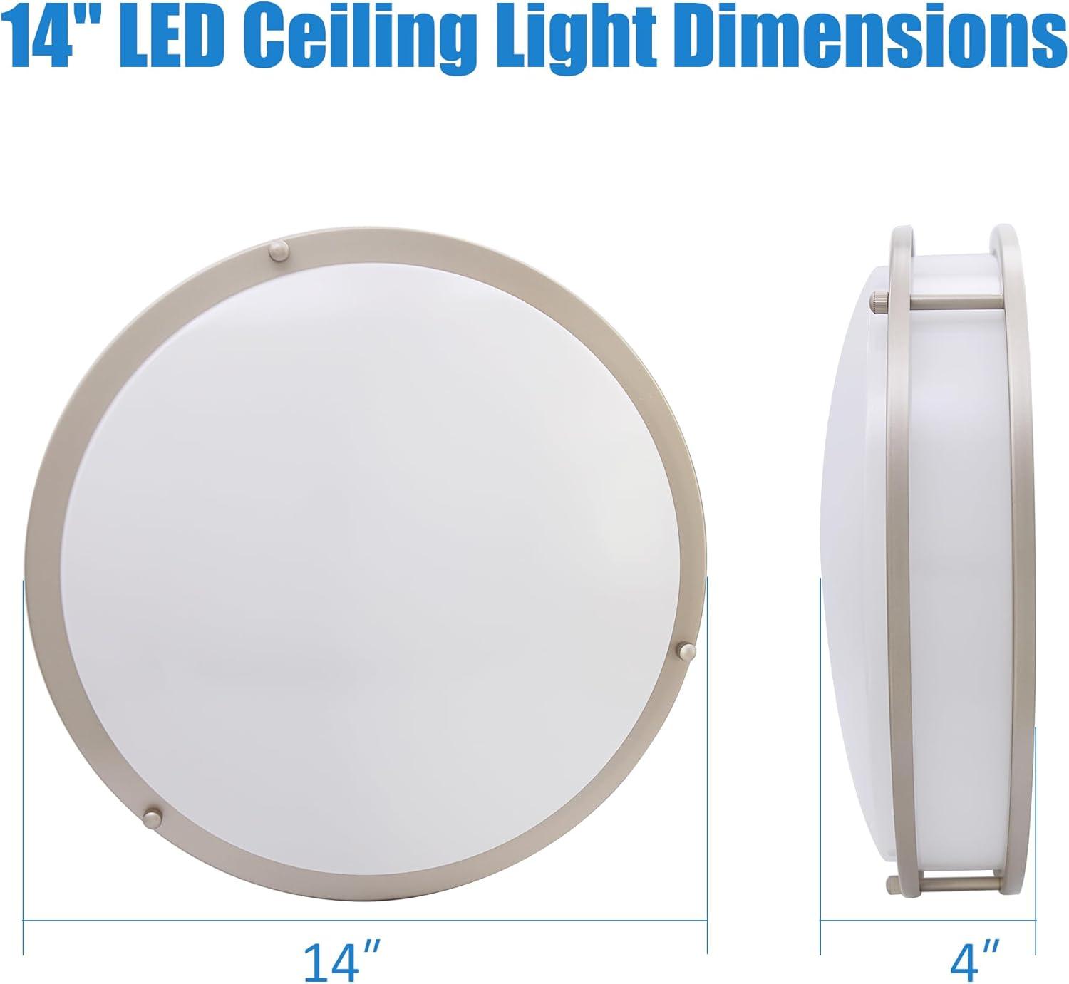 MingBright 14-Inch LED Flush Mount Ceiling Light Fixture, Dimmable Ceiling Lamps for Hallway, Bathroom or Kitchen, Damp Location Ceiling Lamp, 4000K Cool White Light, cETL Listed