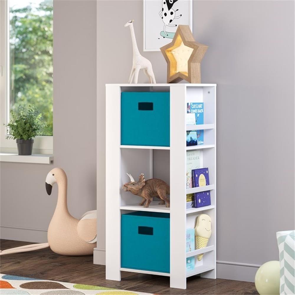 RiverRidge Home RiverRidge Kids Bookshelf and Toy Organizer Tower with 3 Cubbies and 6 Bookracks for Playroom, Nursery, and Reading Book Nook