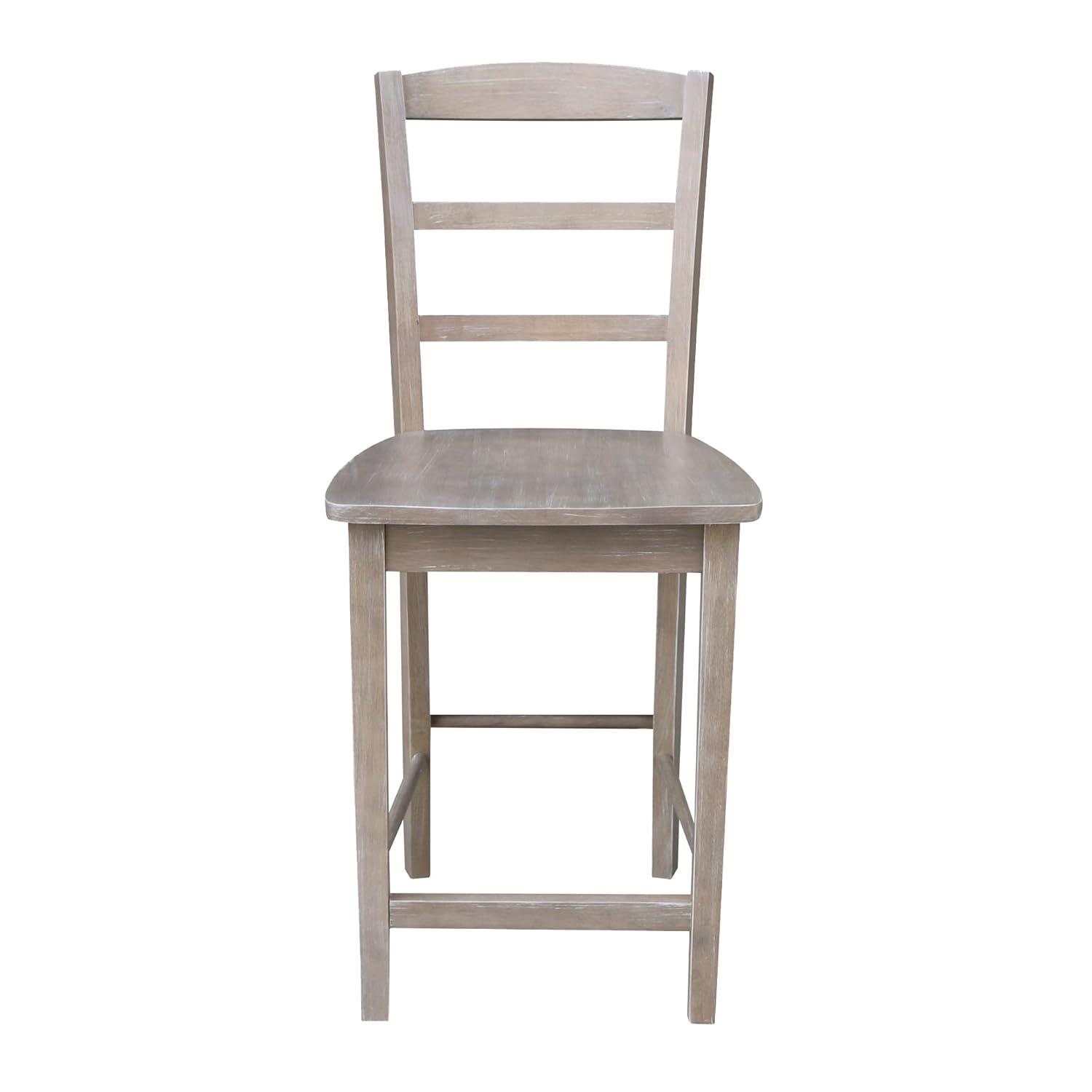 International Concepts 24" Madrid Counter Height Barstool Washed Gray/Taupe : Hardwood Ladder-Back, Spot Clean