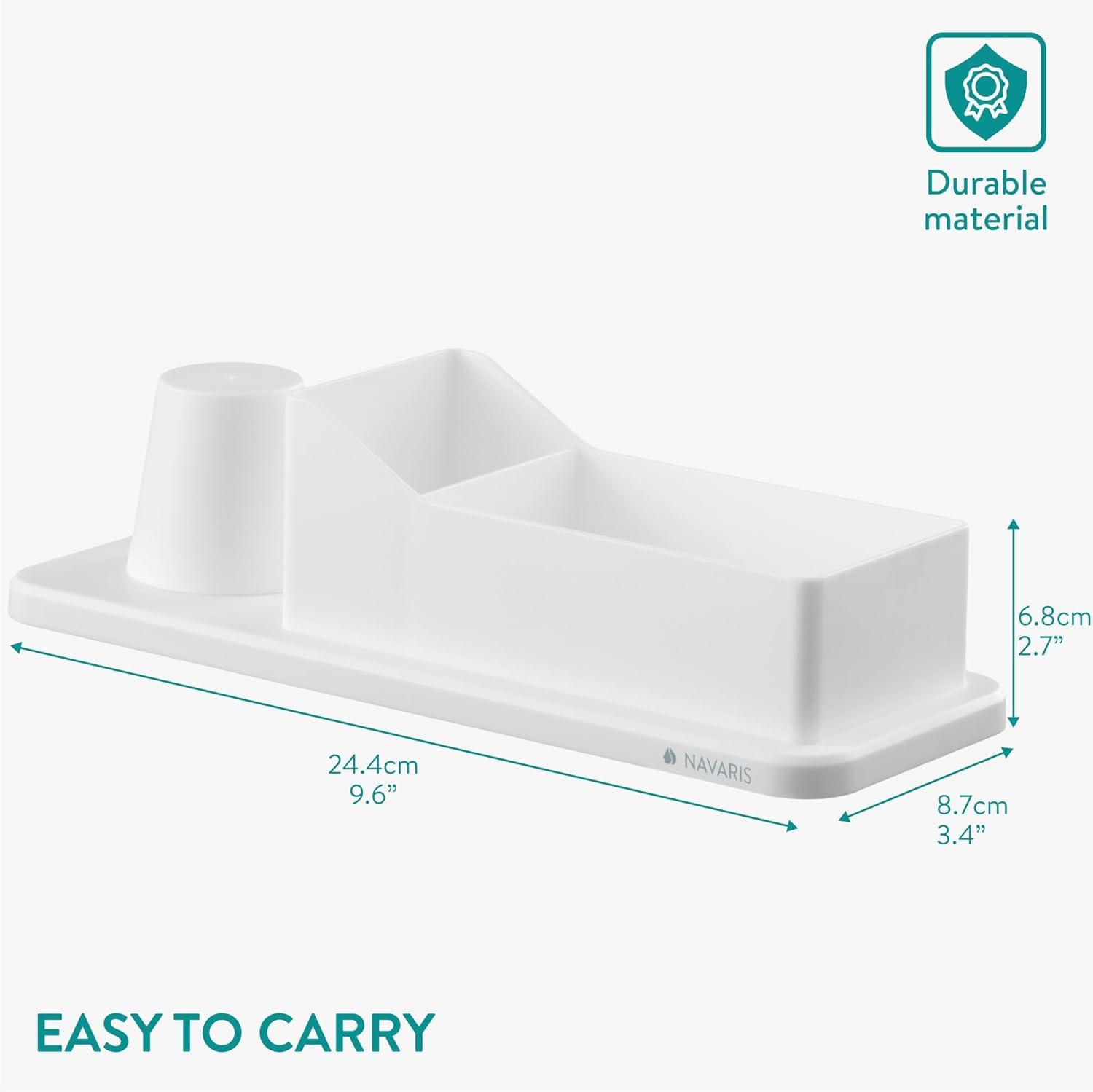 Navaris Small Coffee Station Organizer - Tea and Coffee Condiment Supplies Holder with Stacking Cup Storage - For Kitchen or Office Break Room - Black