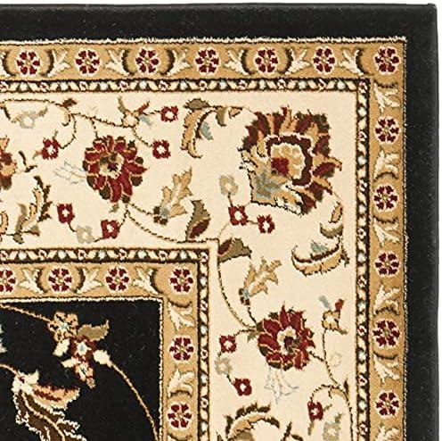 SAFAVIEH Lyndhurst Miah Floral Border Area Rug, Black/Ivory, 6'7" x 6'7" Square