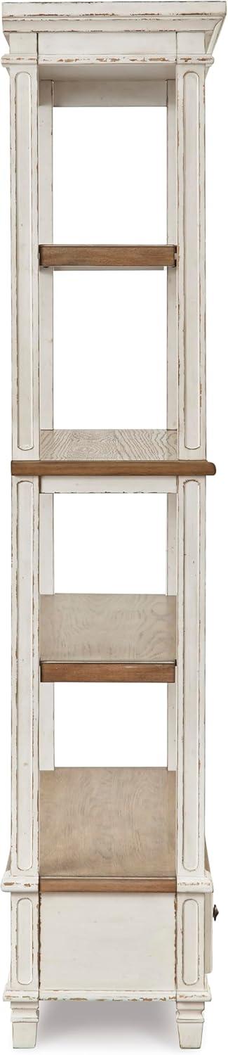75" Realyn Bookshelf - Signature Design by Ashley: Cottage Style, Antiqued Two-Tone Finish, Open Shelves
