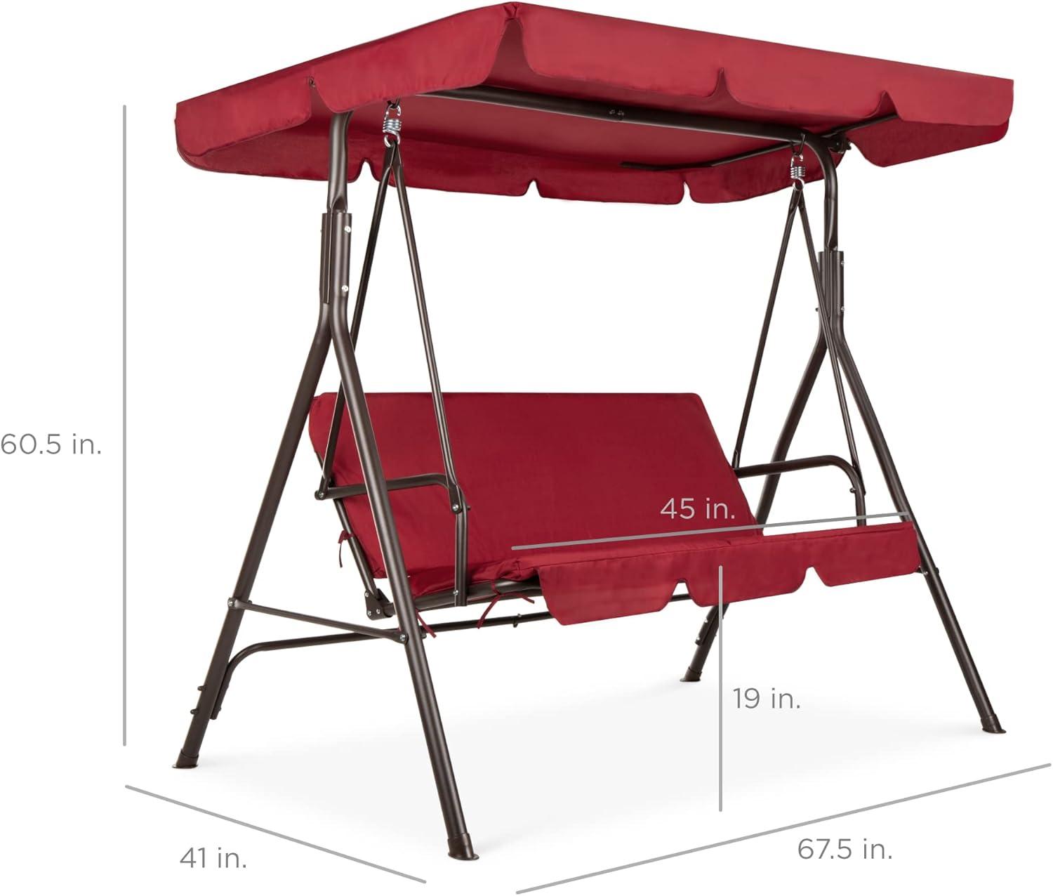 Burgundy Outdoor Convertible Canopy Swing for Two with Removable Cushions