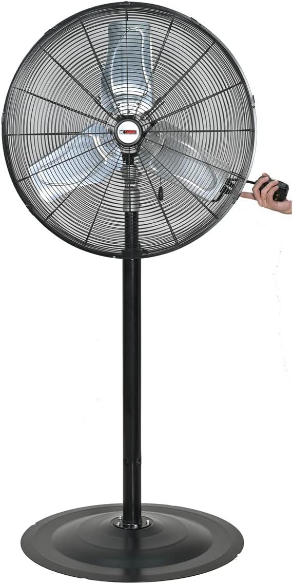 24" Black Waterproof Oscillating Pedestal Fan with Misting Attachment