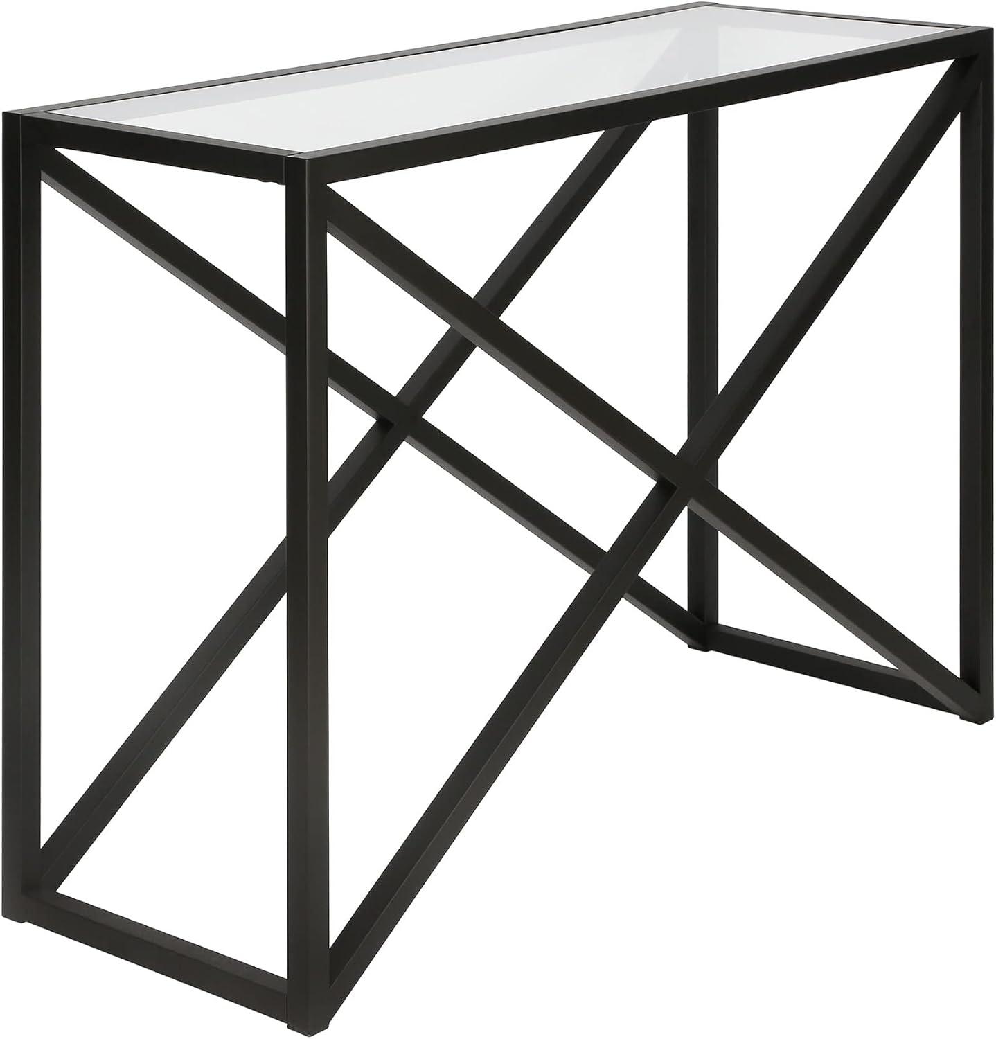 Evelyn&Zoe Calix 42" Wide Rectangular Console Table, Blackened Bronze