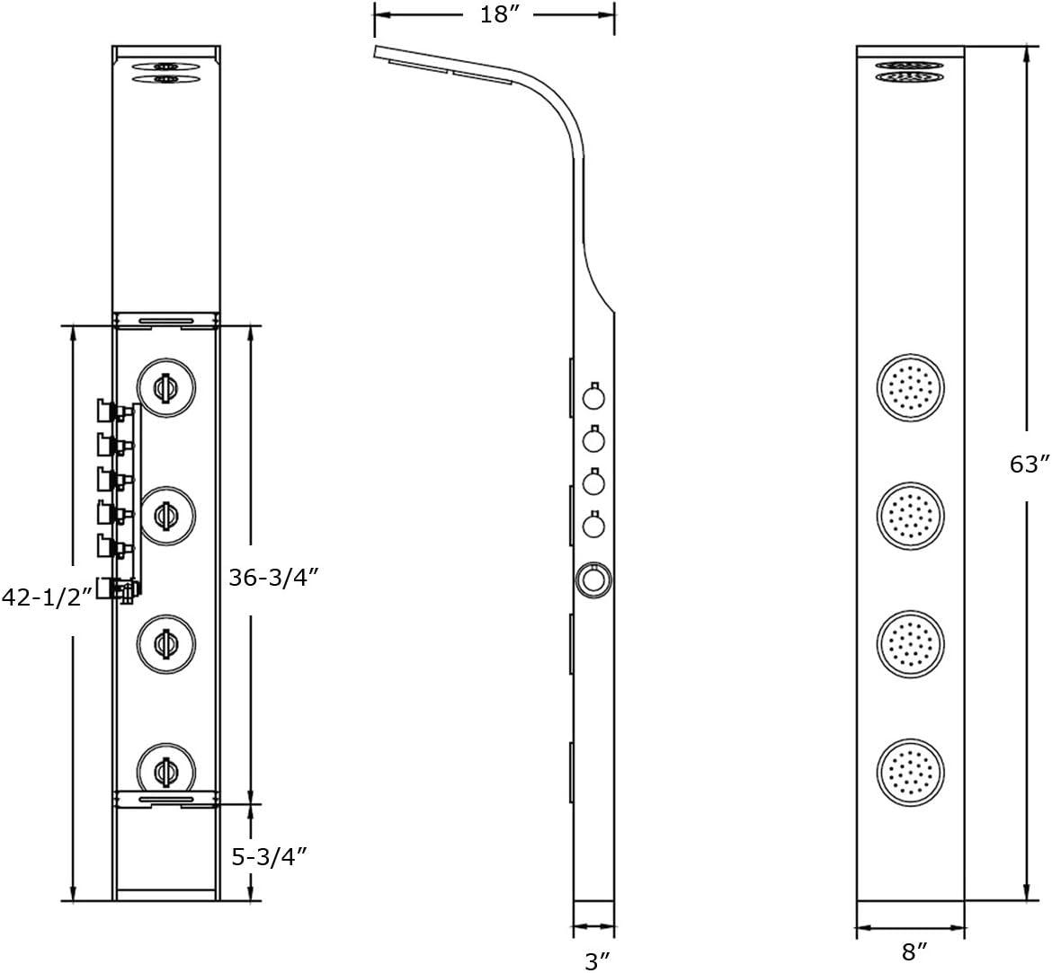 62'' Shower Panel with Adjustable Shower Head