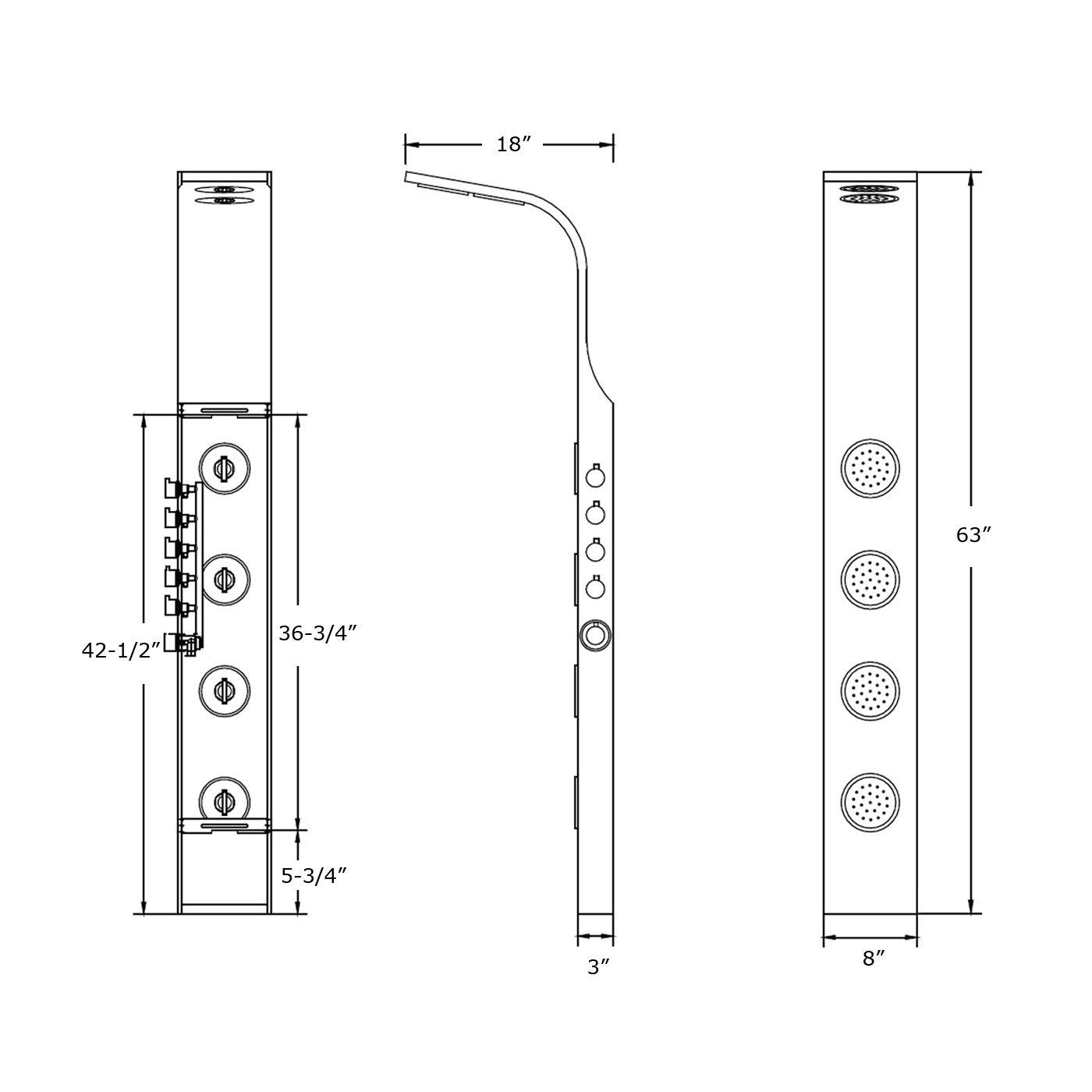 62'' Shower Panel with Adjustable Shower Head